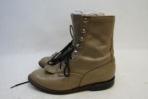 Cowtown Mens Size 6.5 D Taupe Leather Laces Kilt Ankle Cowboy Western Boots